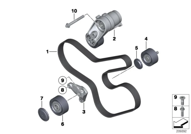 11 28 7 628 661 BMW Клиновой рифленый ремень 8pk1390 1' f20, lci, f21, 2' f22, f23, f87 m2, 3' f30, f3 (фото 5)