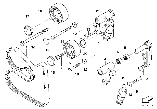 11 28 7 636 379 BMW Ремень поликлиновый 6pk1538 3' e46, 5' e39, e60, e61, 7' e38, e65, e66, x3 e8 (фото 2)