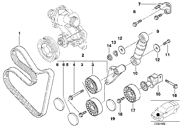 11 28 7 833 264 BMW Клиновой рифленый ремень 7kx1629 5' e39, 7' e38, 8' e31 (фото 2)