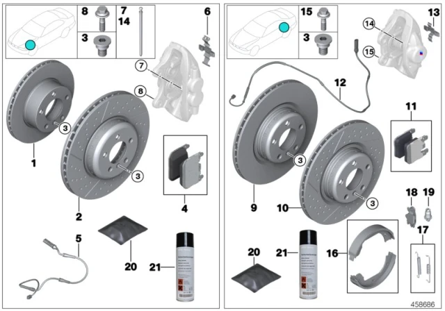 34 11 6 859 066 BMW Рем. к-т торм. накладок, безасбестовых 1' f20, lci, f21, 2' f22, f23, 3' f30, f31 (фото 2)