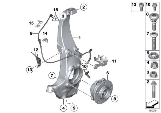 31 20 6 872 888 BMW Ступица переднего колеса с подшипником m12x1.25 5' f07 gt, lci, f10, f11, f18, 6' (фото 2)