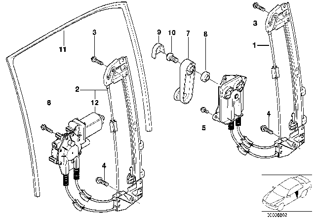 51 35 8 159 835 BMW Стеклоподъемник с двигателем л зд 5' e39 (фото 2)