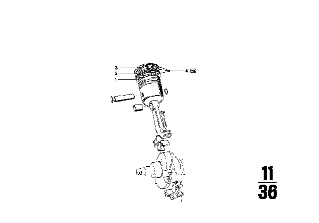 11 25 1 261 130 BMW Ремонтный комплект поршневых колец 88.97mm('0') 1500-2000cs, 1502-2002tii, 2.5cs-3.0csl, 2500- (фото 2)