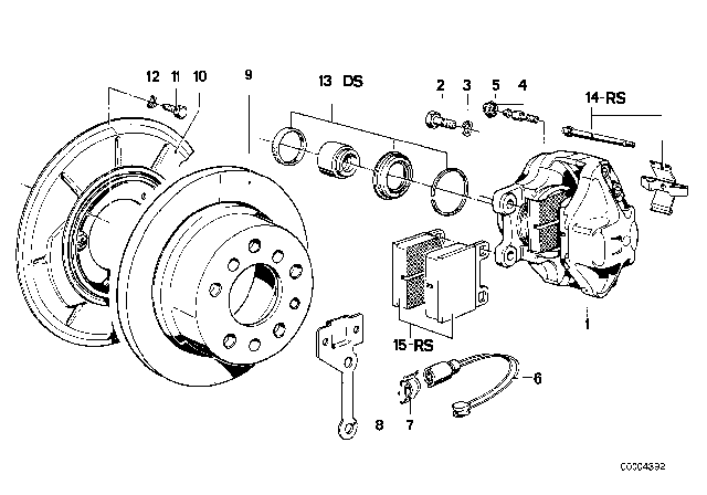 34 21 1 119 088 BMW Суппорт тормозного механ. без накладки п 7' e23 (фото 2)