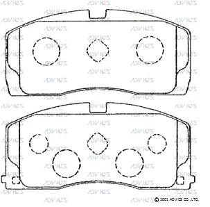 SN625P ADVICS Комплект тормозных колодок, дисковый тормоз (фото 2)