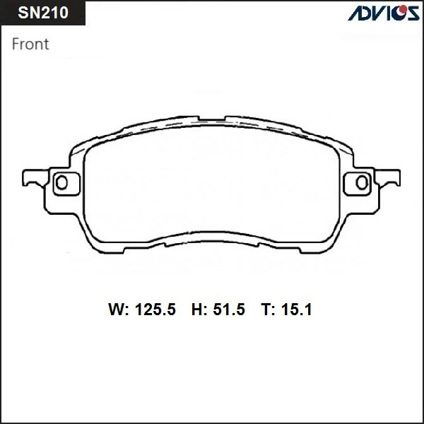 SN210 ADVICS Комплект тормозных колодок, дисковый тормоз (фото 2)