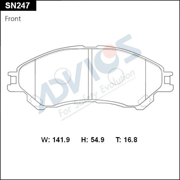 SN247 ADVICS Комплект тормозных колодок, дисковый тормоз (фото 2)