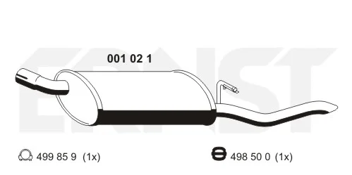 001021 ERNST Глушитель выхлопных газов средний/конечный/задняя банка (фото 1)