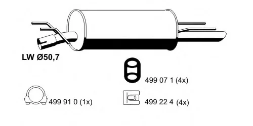 024235 ERNST Глушитель выхлопных газов средний/конечный/задняя банка (фото 1)