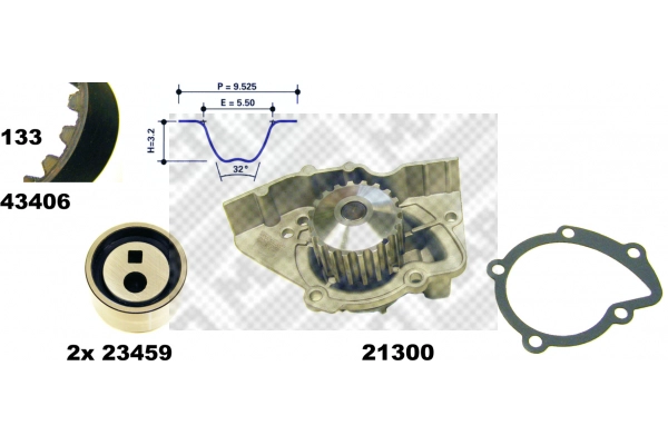 41406 MAPCO Водяной насос + комплект зубчатого ремня (фото 2)