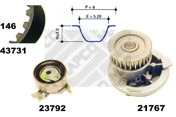 41731/1 MAPCO Водяной насос + комплект зубчатого ремня (фото 2)