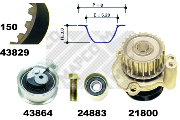 41901 MAPCO Водяной насос + комплект зубчатого ремня (фото 2)