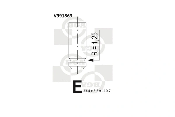 V991863 BGA Впускной клапан (фото 1)