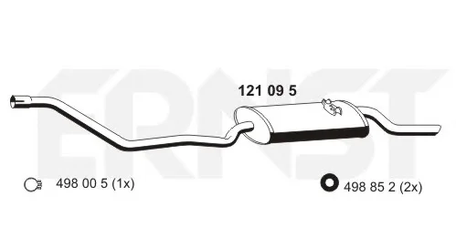 121095 ERNST Глушитель выхлопных газов средний/конечный/задняя банка (фото 1)