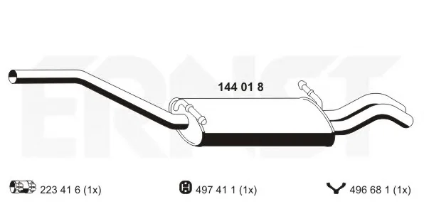 144018 ERNST Глушитель выхлопных газов средний/конечный/задняя банка (фото 1)