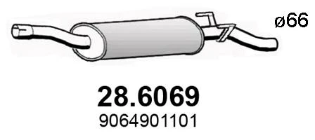 28.6069 ASSO Средний глушитель выхлопных газов (фото 2)