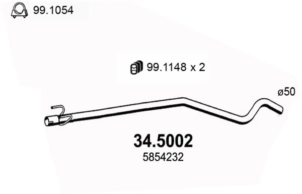 34.5002 ASSO Труба выхлопного газа (фото 2)