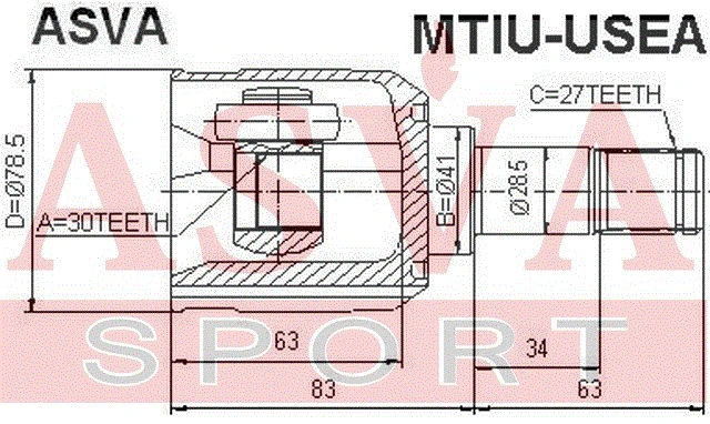 MTIU-USEA ASVA Шарнирный комплект, приводной вал (фото 4)