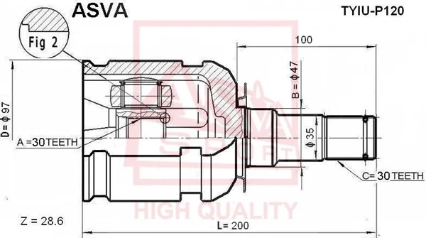 TYIU-P120 ASVA Шарнирный комплект, приводной вал (фото 5)