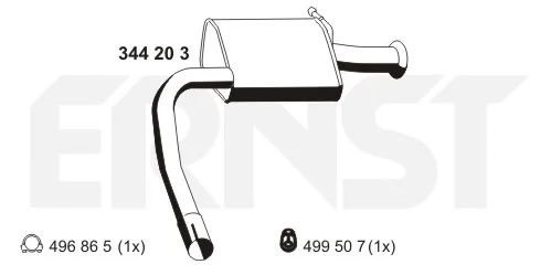 344203 ERNST Глушитель выхлопных газов средний/конечный/задняя банка (фото 1)