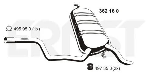 362160 ERNST Глушитель выхлопных газов средний/конечный/задняя банка (фото 1)