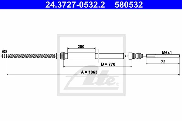 24.3727-0532.2 ATE Тросик, cтояночный тормоз (фото 2)