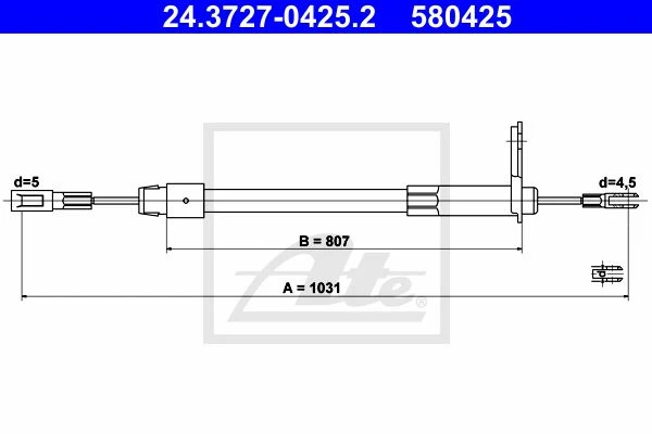 24.3727-0425.2 ATE Тросик, cтояночный тормоз (фото 2)