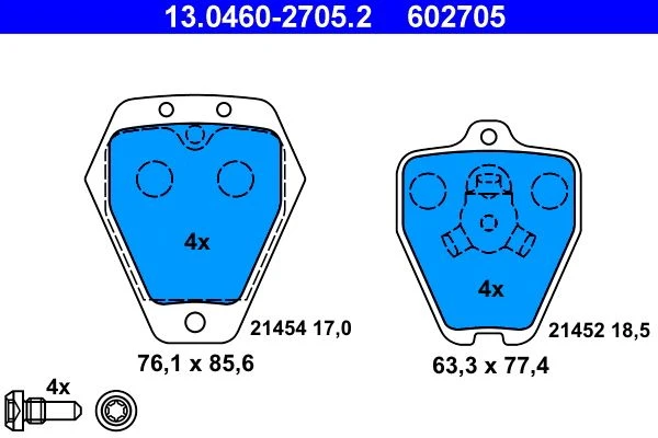 13.0460-2705.2 ATE Комплект тормозных колодок, дисковый тормоз (фото 3)