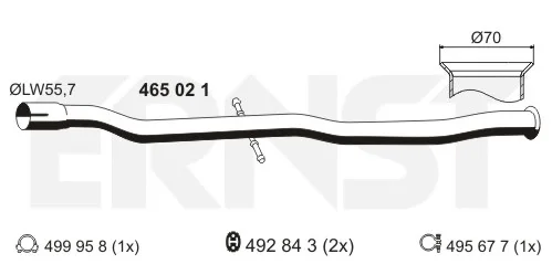 465021 ERNST Ремонтная трубка катализатора (фото 1)