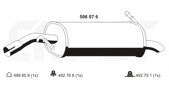 506076 ERNST Глушитель выхлопных газов средний/конечный/задняя банка (фото 1)