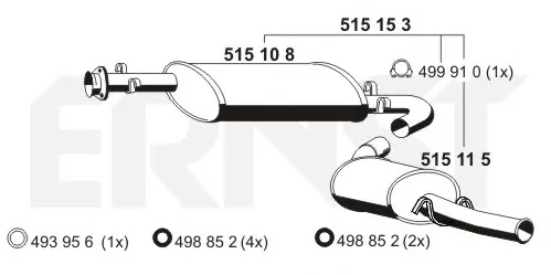 515153 ERNST Глушитель выхлопных газов средний/конечный/задняя банка (фото 1)