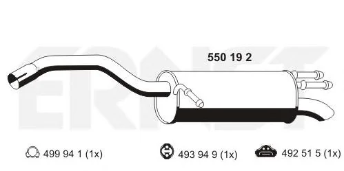 550192 ERNST Глушитель выхлопных газов средний/конечный/задняя банка (фото 1)