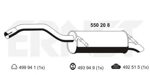 550208 ERNST Глушитель выхлопных газов средний/конечный/задняя банка (фото 1)