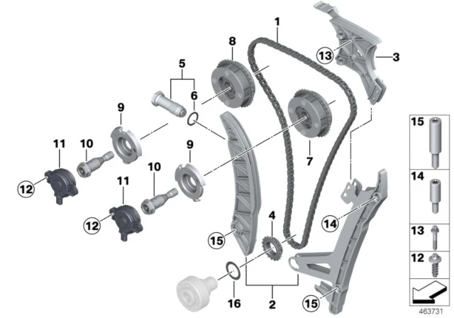 11 31 7 584 170 BMW Болт крышки подшипника 1' e81, e82, e87, lci, e88, f20, f21, 2' f22, f23, f87 m2, (фото 2)