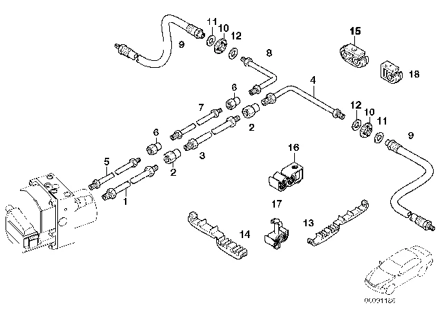 34 32 1 159 890 BMW Тормозной шланг 3' e30, 5' e60, lci, e61, 6' e63, e64, 7' e65, e66, e67, z1 roads (фото 6)