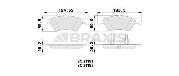 AA0123 BRAXIS Комплект тормозных колодок, дисковый тормоз (фото 2)