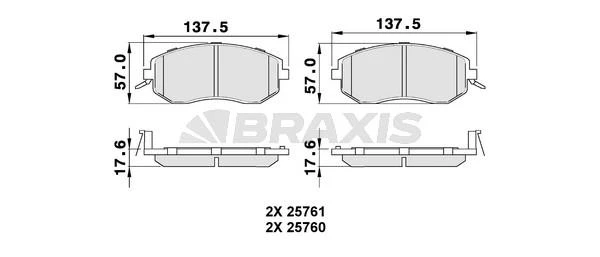 AB0491 BRAXIS Комплект тормозных колодок, дисковый тормоз (фото 2)