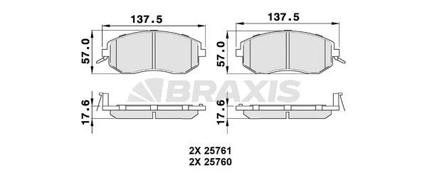 AB0491 BRAXIS Комплект тормозных колодок, дисковый тормоз (фото 3)