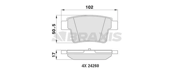 AA0162 BRAXIS Комплект тормозных колодок, дисковый тормоз (фото 2)