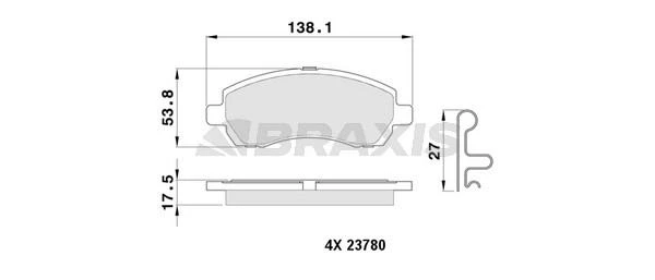 AB0386 BRAXIS Комплект тормозных колодок, дисковый тормоз (фото 2)