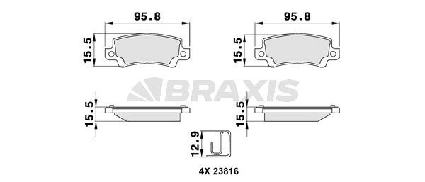 AB0136 BRAXIS Комплект тормозных колодок, дисковый тормоз (фото 2)