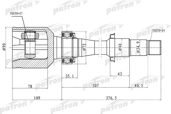 PCV1430 PATRON Шрус наружний (со стороны колеса) (фото 1)