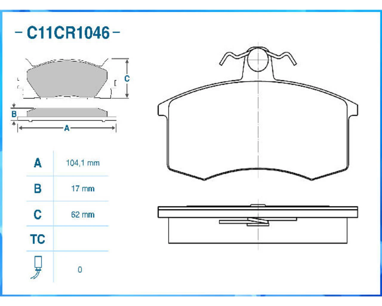 C11CR1046 CWORKS Комплект тормозных колодок, дисковый тормоз (фото 4)