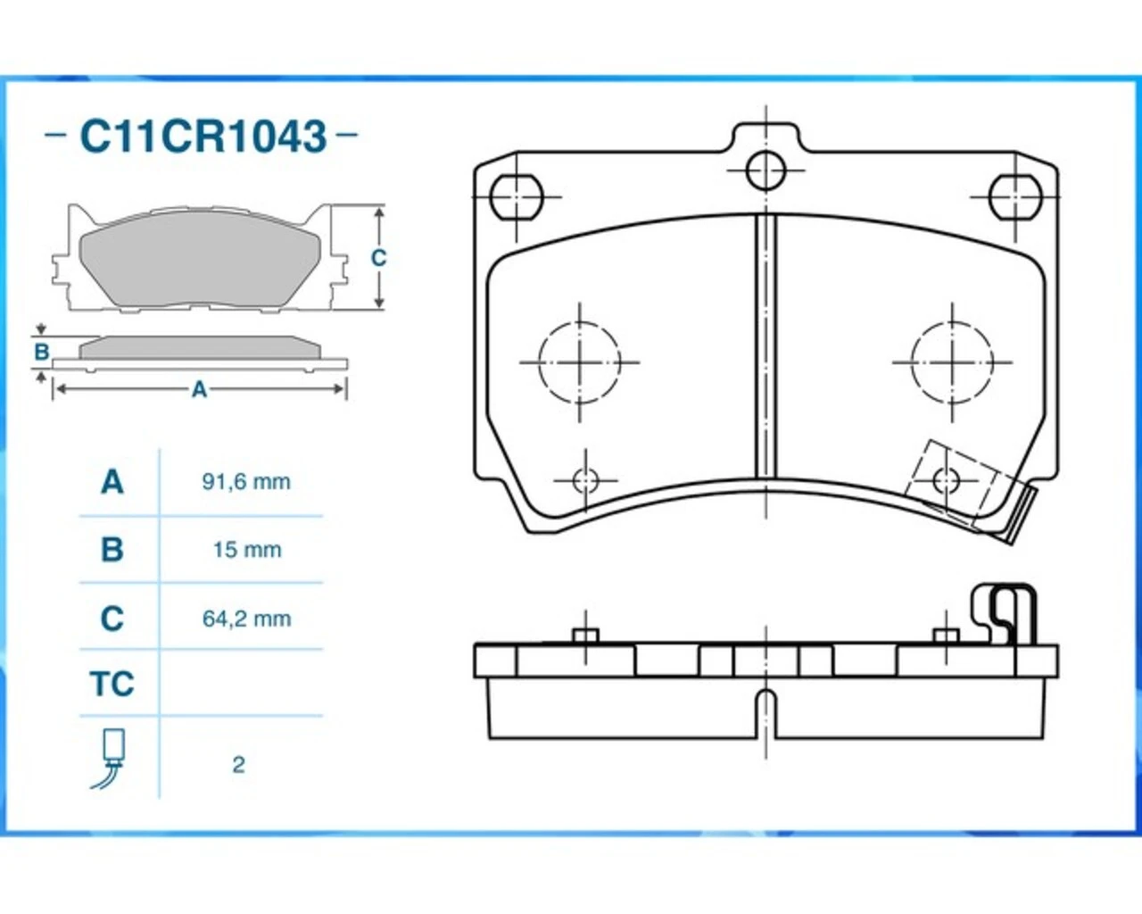 C11CR1043 CWORKS Комплект тормозных колодок, дисковый тормоз (фото 4)