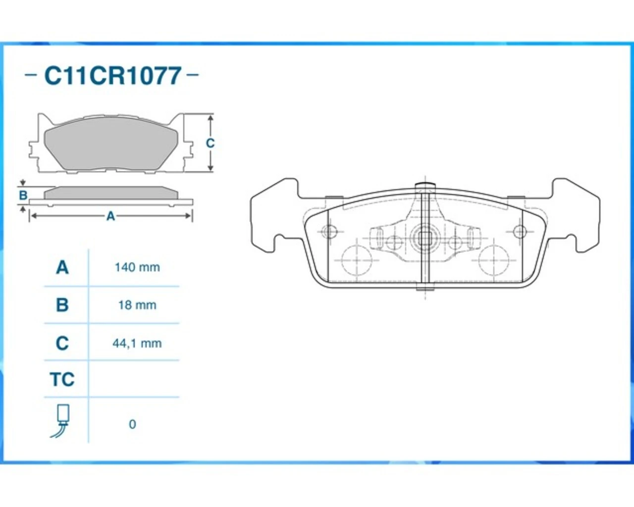 C11CR1077 CWORKS Комплект тормозных колодок, дисковый тормоз (фото 4)