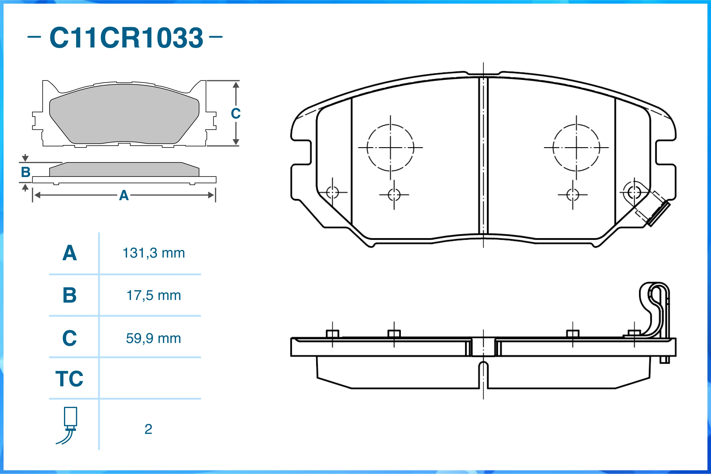 C11CR1033 CWORKS Комплект тормозных колодок, дисковый тормоз (фото 4)