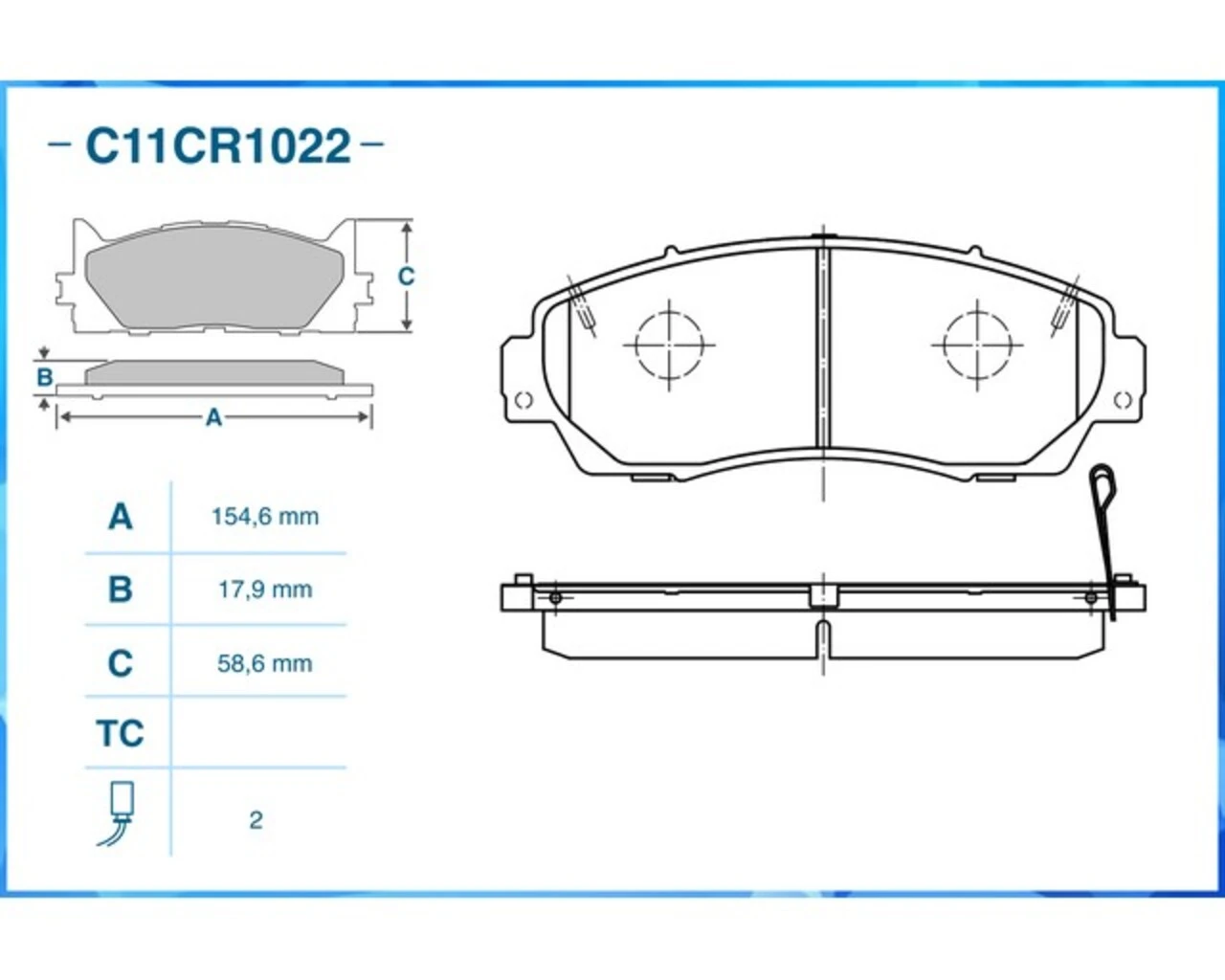 C11CR1022 CWORKS Комплект тормозных колодок, дисковый тормоз (фото 4)