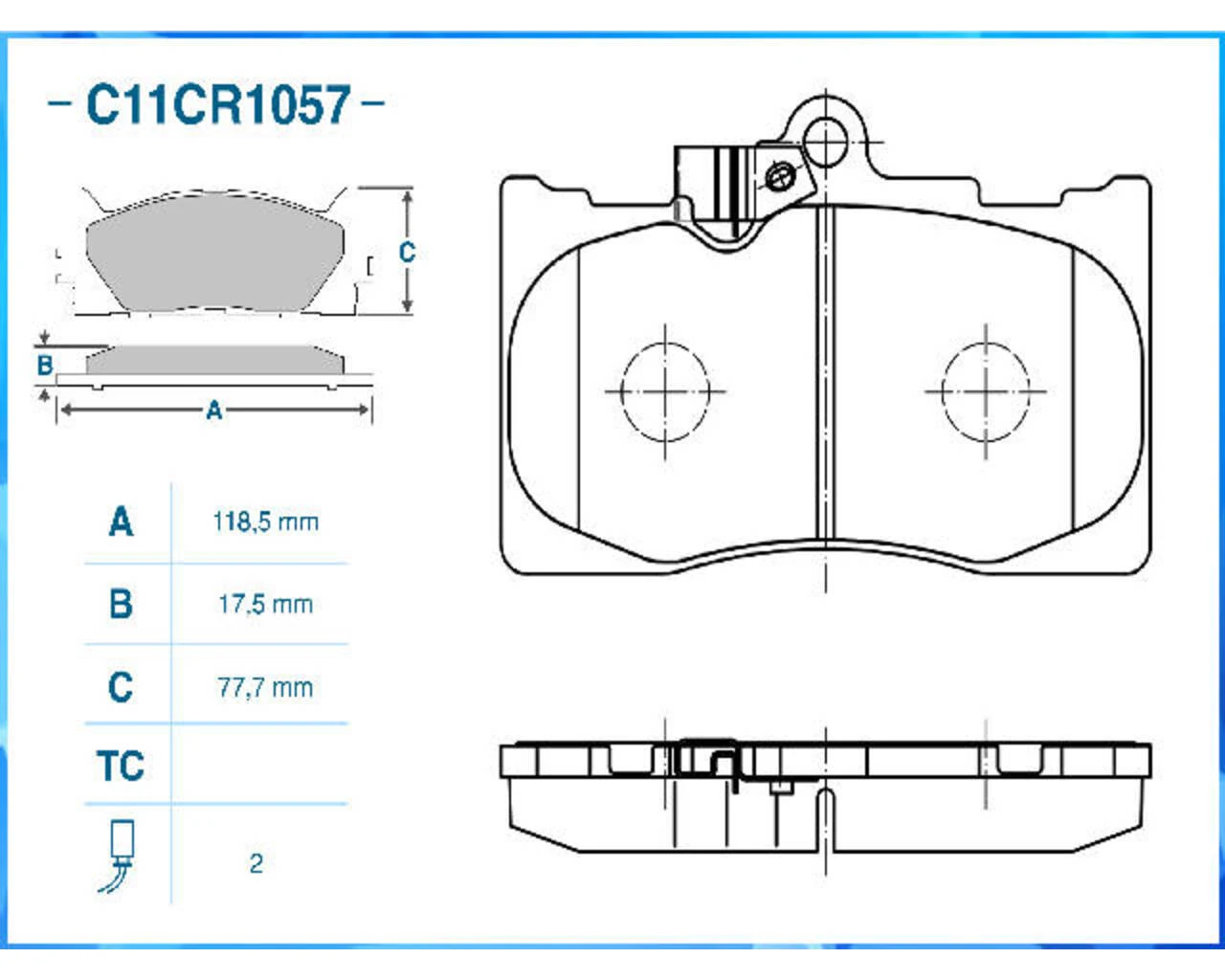 C11CR1057 CWORKS Комплект тормозных колодок, дисковый тормоз (фото 2)