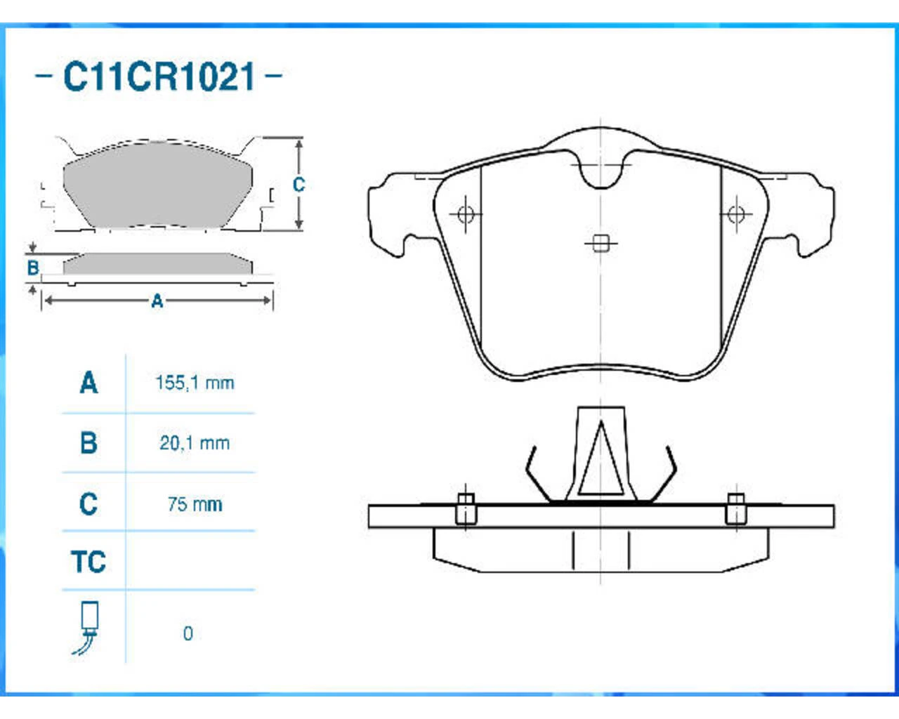 C11CR1021 CWORKS Комплект тормозных колодок, дисковый тормоз (фото 4)