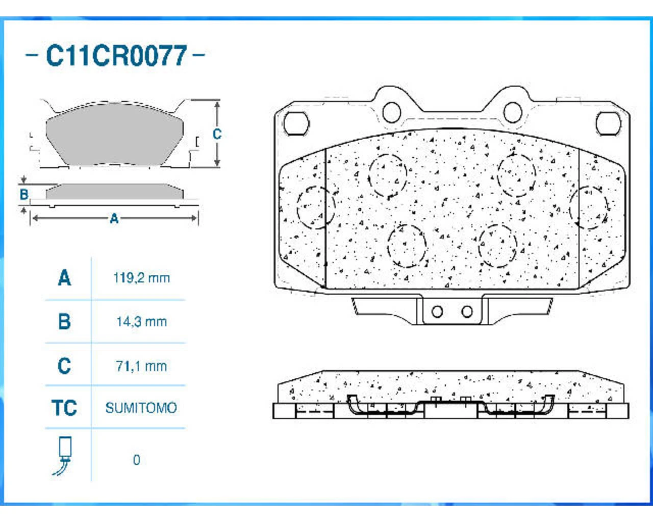 C11CR0077 CWORKS Комплект тормозных колодок, дисковый тормоз (фото 4)